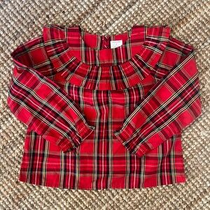 Crewcuts tartan plaid holiday ruffled top.